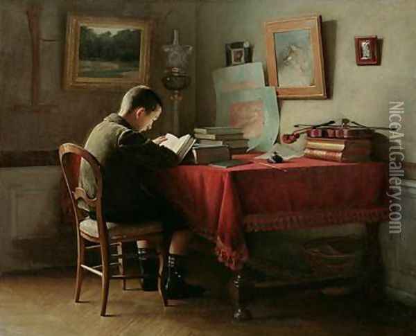 The Studious schoolboy Oil Painting - Guillaume Larrue