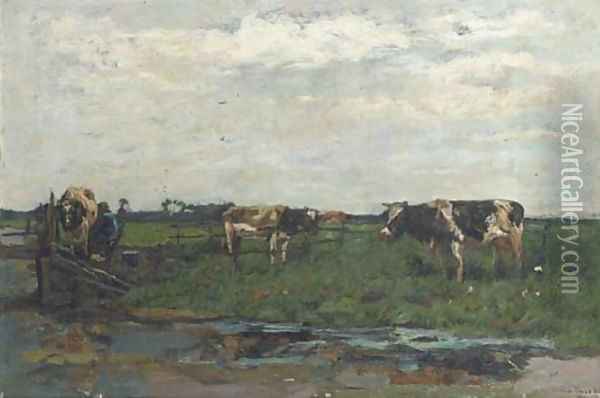 Milking the cows 2 Oil Painting - Willem de Zwart