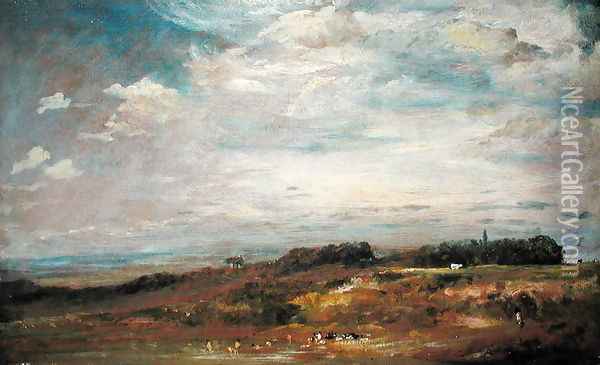 Hampstead Heath with Bathers Oil Painting - John Constable