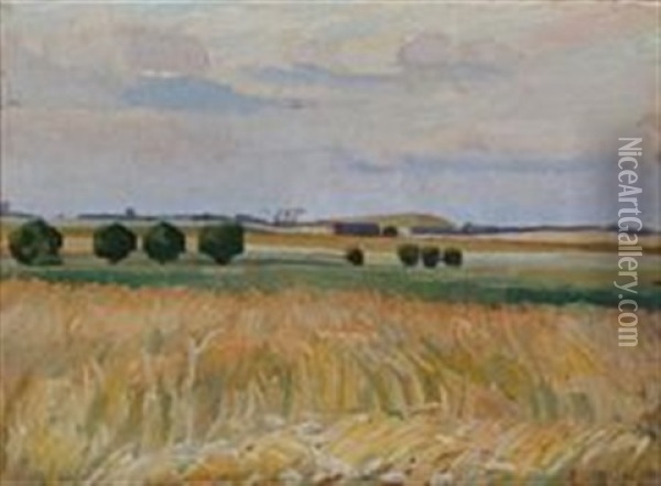 Danish Landscape With Fields Oil Painting - Fritz Syberg