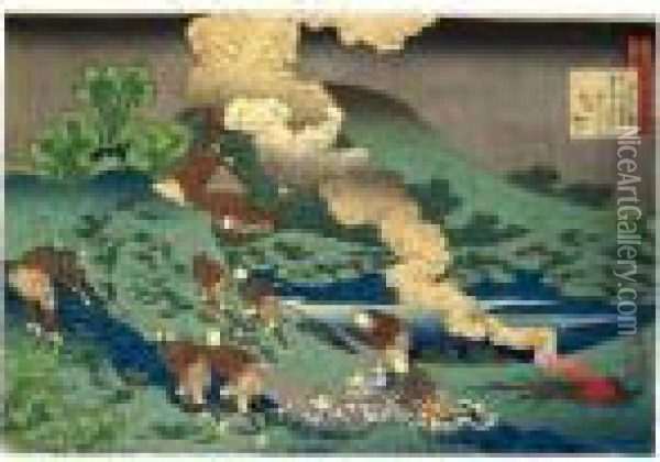 Hyakunin Isshu Ubaga Etoki Oil Painting - Katsushika Hokusai