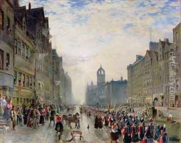 The High Street, Edinburgh Oil Painting - Samuel Bough