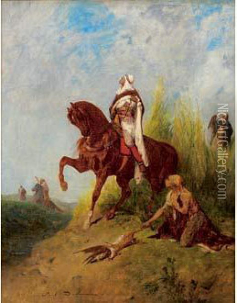 Fauconniers Arabes Oil Painting - Paul Delamain