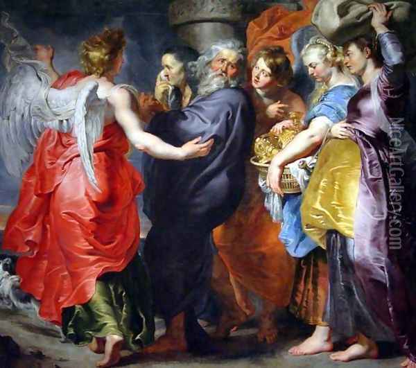 The Departure of Lot and his Family from Sodom Oil Painting - Peter Paul Rubens