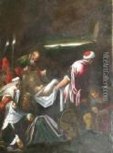 La Mise Au Tombeau Oil Painting - Jacopo Bassano (Jacopo da Ponte)