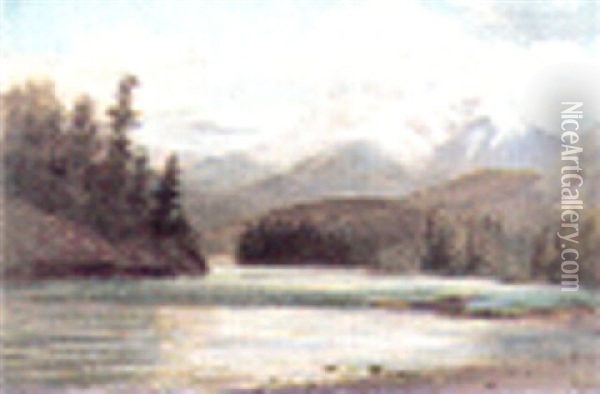 Confluence Of The Bow X Spray River, Banff Oil Painting - Frederic Marlett Bell-Smith