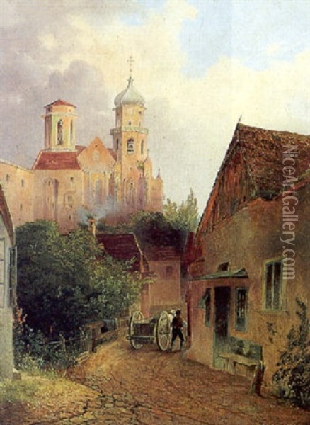 Blick Auf Die Turme Des Stiftes Klosterneuburg Oil Painting - Anton Altmann the Younger