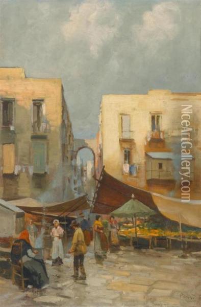 Markt Im Stadtchen Oil Painting - Lazzaro Pasini