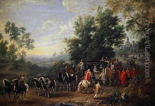Travelling Procession of a Princess 1659 Oil Painting - Adam Frans van der Meulen