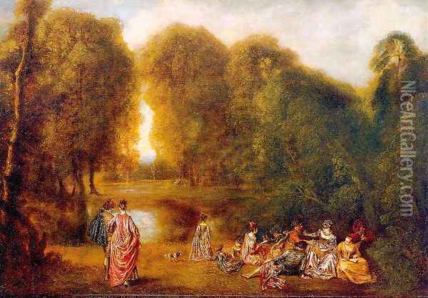 Gathering in a Park 1718 Oil Painting - Jean-Antoine Watteau