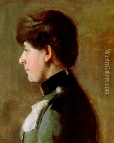 Portrait Of Lady Oil Painting - Thomas William Roberts