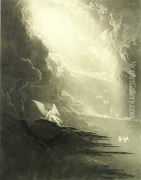 Book 3, Line 501, From Paradise 
Lost; Thedestruction Of Sodom And Gomorrah; The Fall Of The Walls 
Ofjericho, From Illustrations To The Bible Oil Painting - John Martin