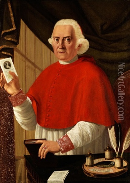 Portrait Eines Italienischen Kardinals Der Zeit Papst Pius Vii. 1742-1823 Oil Painting - Carlo Magini