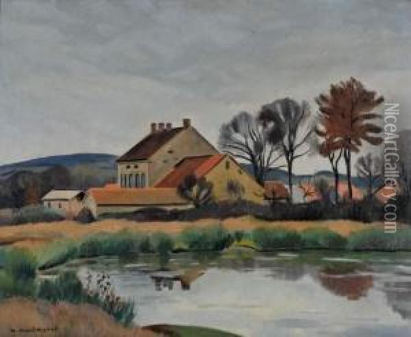 Village En Bord De Riviere Oil Painting - Albert Montmerot