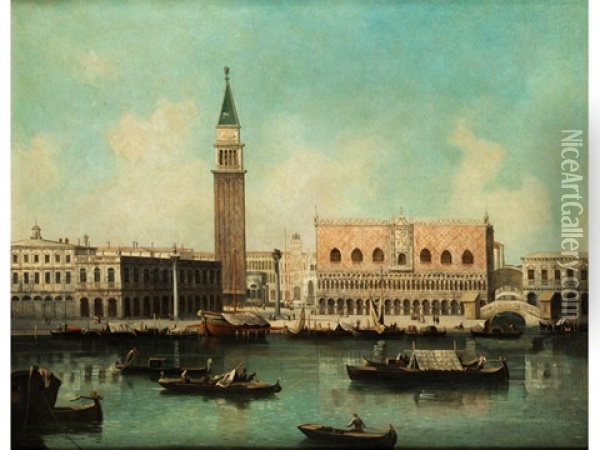 Vedute Des Palazzo Ducale Mit Der Piazza San Marco Im Hintergrund Oil Painting - Francesco Albotto