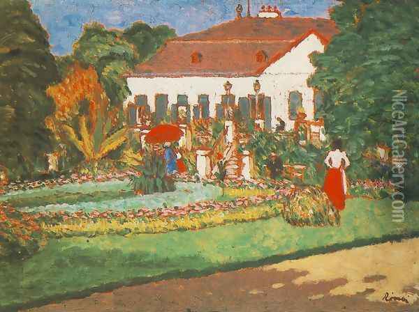 Manor-house at Kortvelyes 1907 Oil Painting - Jozsef Rippl-Ronai