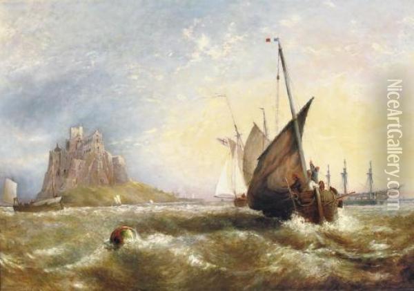 Shipping Near St Michael's Mount In Penwith, Cornwall Oil Painting - William Edward Webb