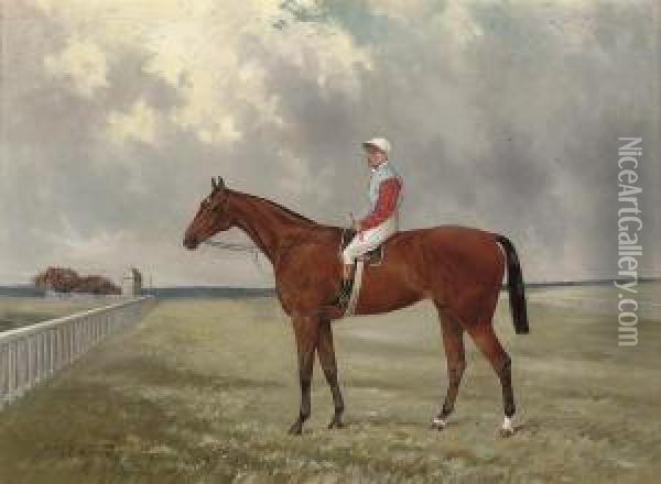 Isinglass With Tommy Loates Up, On A Race Course Oil Painting - Henry Frederick Lucas-Lucas