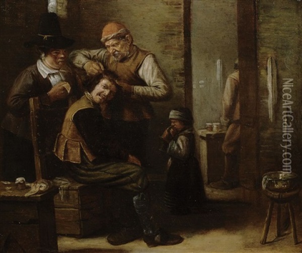 Extraction De La Pierre De Folie Oil Painting - Joos van Craesbeeck