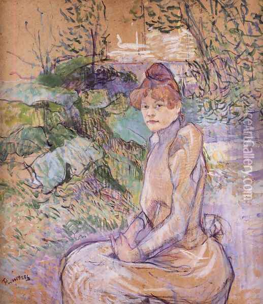Woman in Monsieur Forest's Garden Oil Painting - Henri De Toulouse-Lautrec