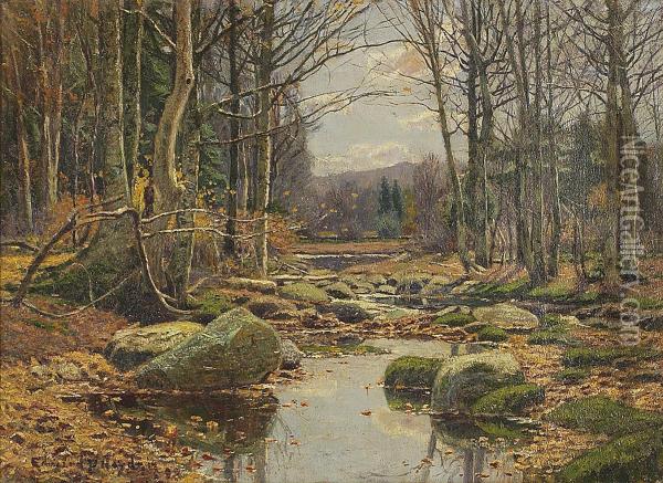 Forest Interior With Stream Oil Painting - Edward Parker Hayden