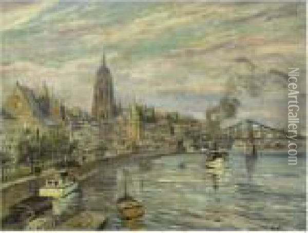 View Of Frankfurt Oil Painting - Fritz Wucherer