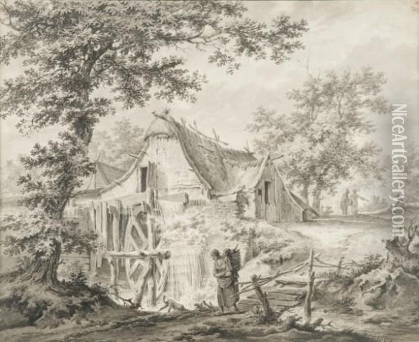 Le Moulin A Eau Oil Painting - Pieter Bartholomeusz. Barbiers IV