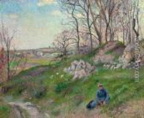 Les Carrieres Du Chou, Pontoise Oil Painting - Camille Pissarro