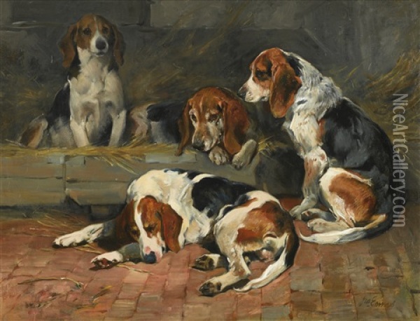 Beagles - Fathers Of The Pack Oil Painting - John Emms