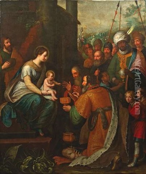 Die Anbetung Der Konige Oil Painting - Adam van Noort the Elder