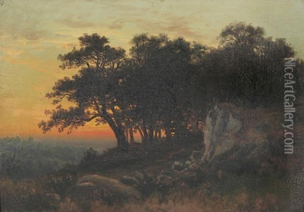 Sonnenuntergang Bei Michelbach Im Odenwald Oil Painting - Ernst August Becker