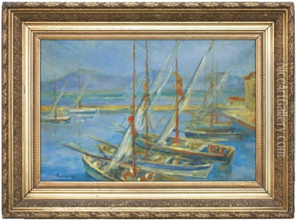 Boats In Saint-tropez Oil Painting - Josef Pankiewicz