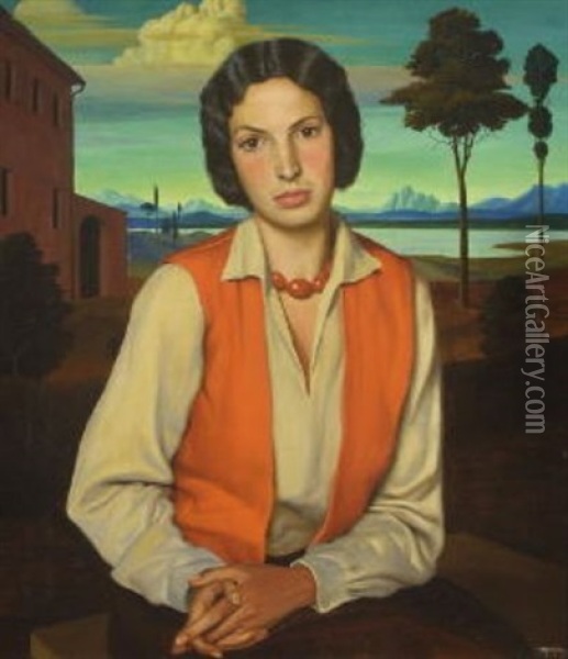 Portrat Frau Wendland Oil Painting - Herbert Reyl-Hanisch