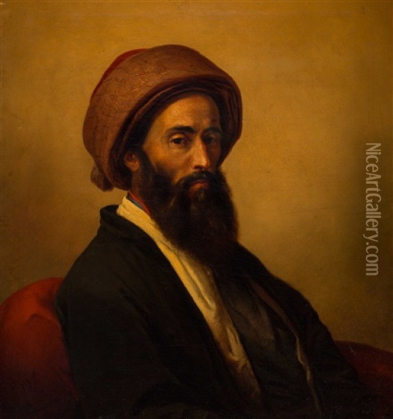 Portrait Of An Oriental Man Oil Painting - Eugene Verboeckhoven