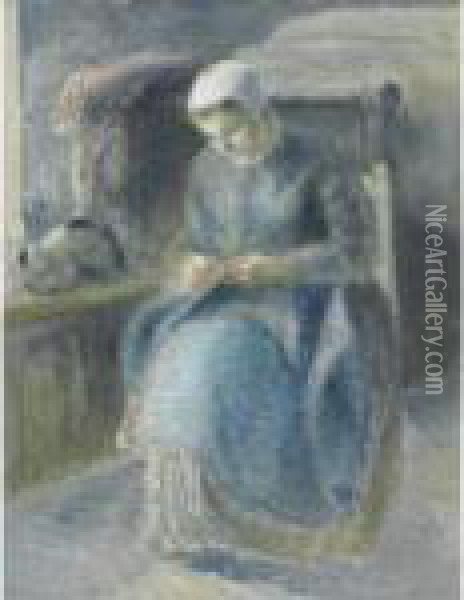 Femme Cousant Oil Painting - Camille Pissarro