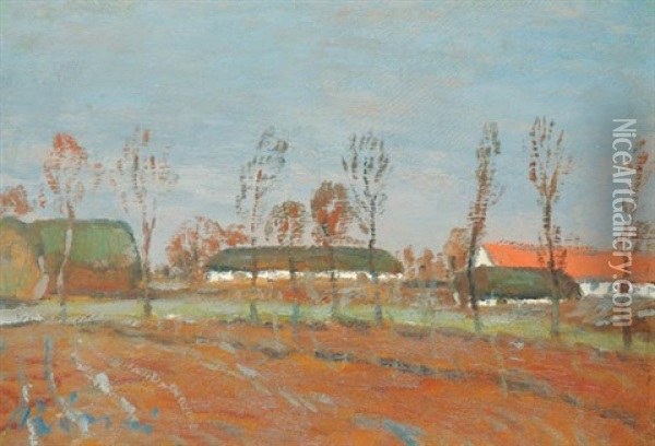 Flat Landscape Oil Painting - Jozsef Rippl-Ronai