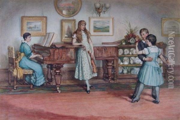 The Ansley Family Children Dancing In The Drawing Room At Somersplace Oil Painting - Elizabeth Gulland