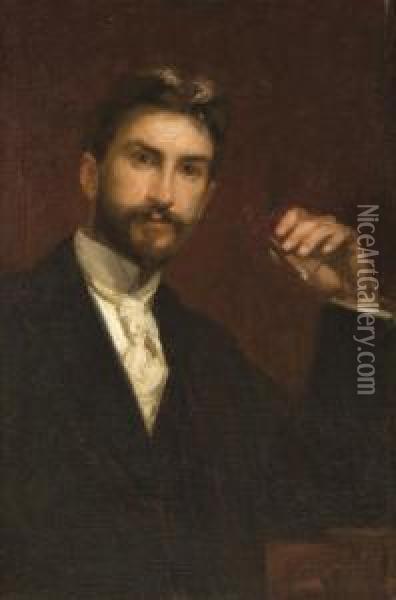 Man Holding A Cigar Oil Painting - William Merritt Chase