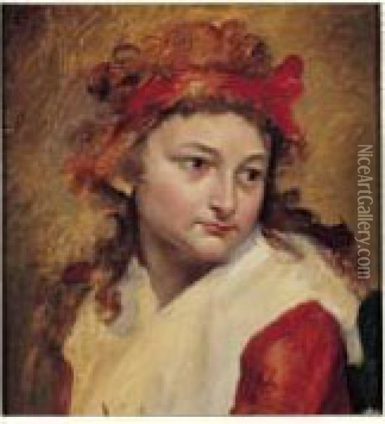 Jeune Fille En Rouge Oil Painting - Pauline Auzou