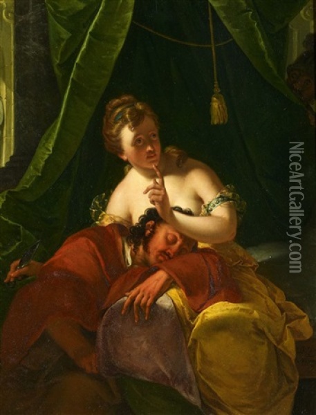 Samson Und Delilah Oil Painting - Dionys van Nymegen