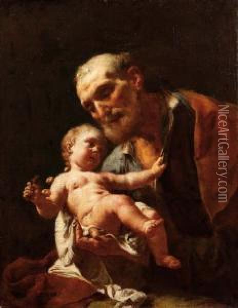 San Giuseppe Col Bambino Oil Painting - Francesco Daggiu Daggiu Il Capella