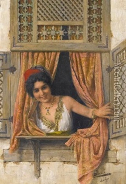 Woman At A Window Oil Painting - Daniel Israel