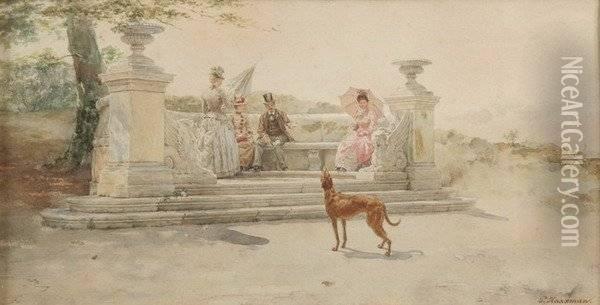 Afternoon In The Park With Greyhound Oil Painting - Pieter Alardus Haaxman