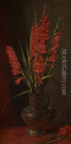 A Still Life Of Gladioli Oil Painting - George Reid