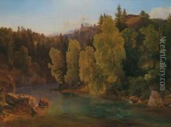 Salzachthal Oil Painting - Friedrich Loos