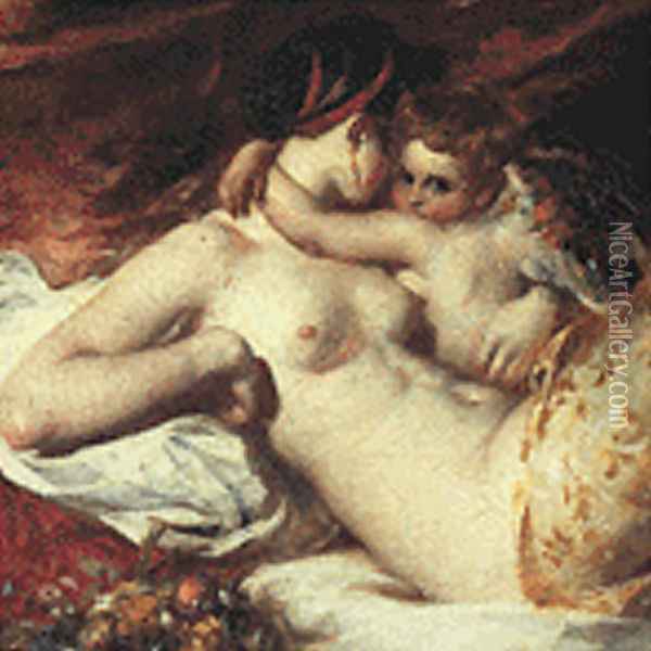 Venus And Cupid Oil Painting - William Etty