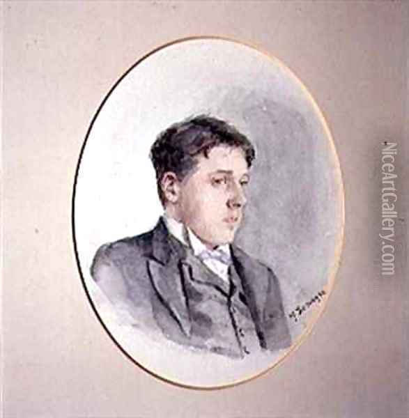 Portrait of Arnold Bennett 1867-1931 Oil Painting - M. Dumayne