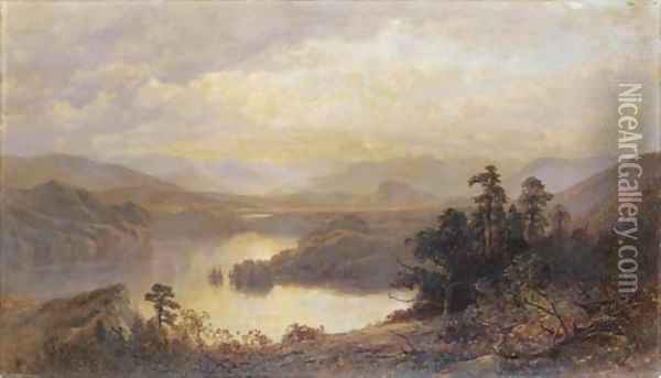 Lake Placid and the Adirondack Mountains from Whiteface 2 Oil Painting - James David Smillie
