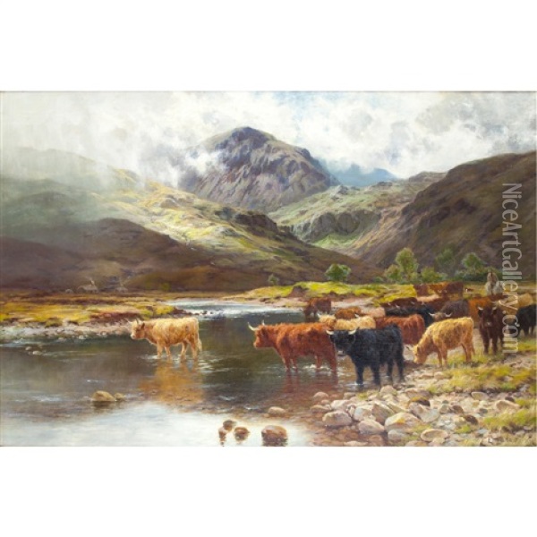 On The River Garie, Kinlochewe Oil Painting - Louis Bosworth Hurt