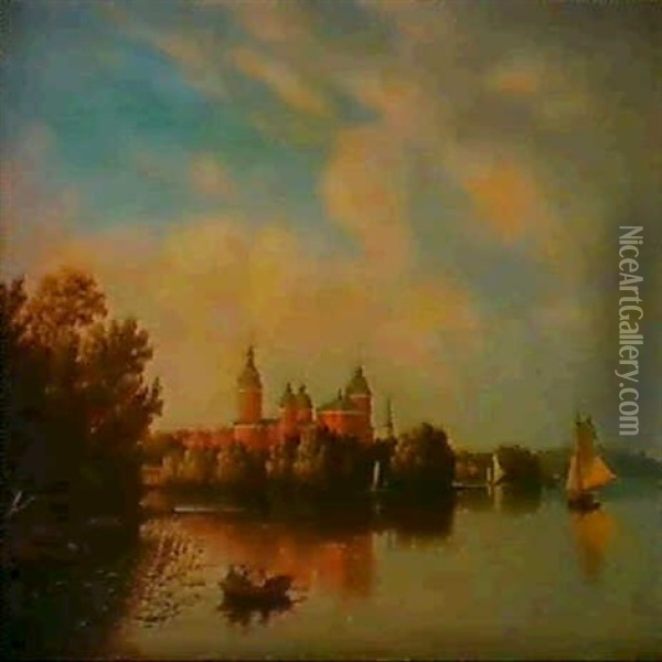 Segelbatar Vid Gripsholms Slott Oil Painting - Carl Abraham Rothsten
